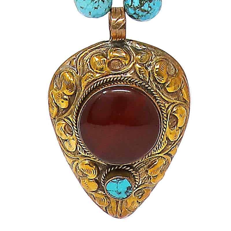 Carnelian Tibetan Necklace Pendant