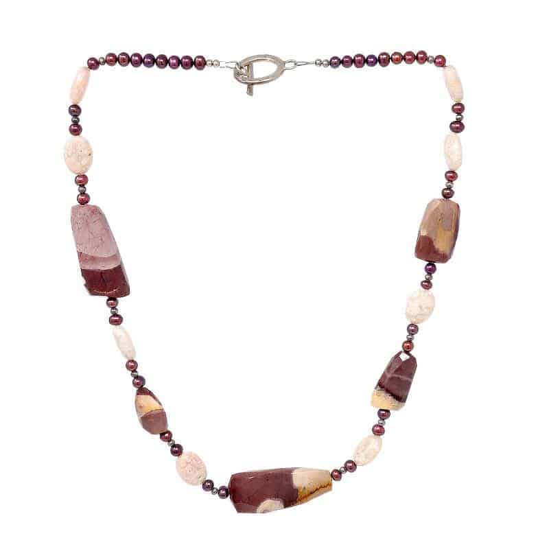 Mookaite Jasper and Freshwater Pearl Necklace