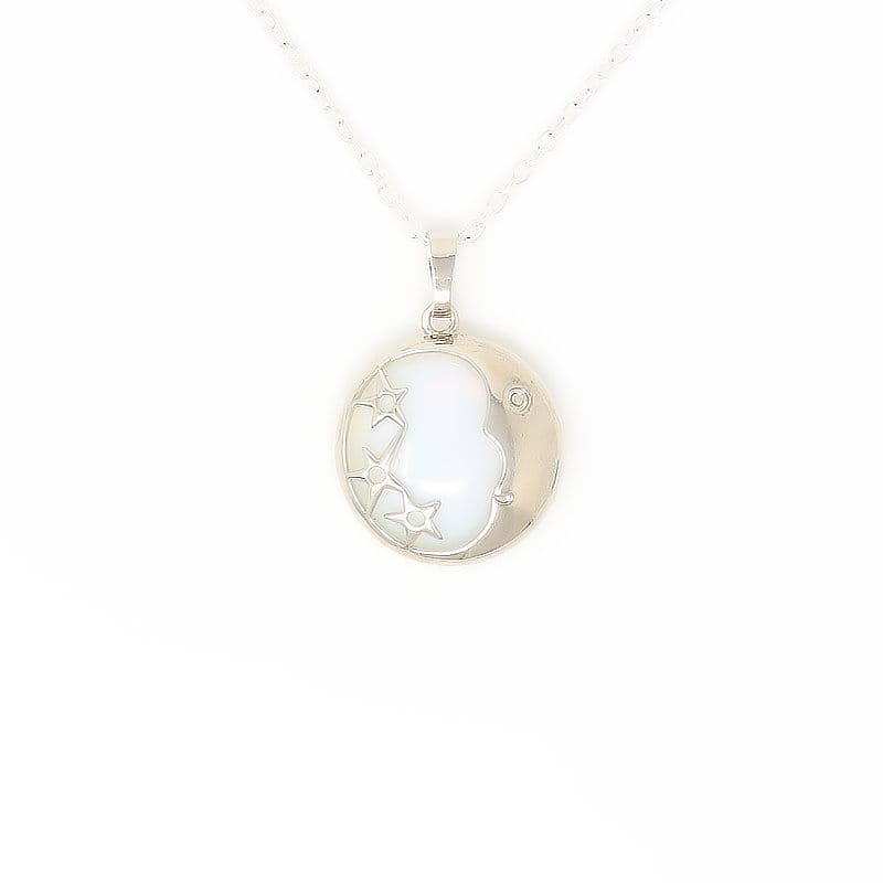 Opalite Moon and Stars Pendant Necklace