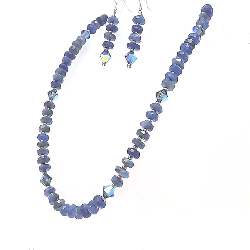 Blue Kyanite Gemstone Necklace and Earring Set