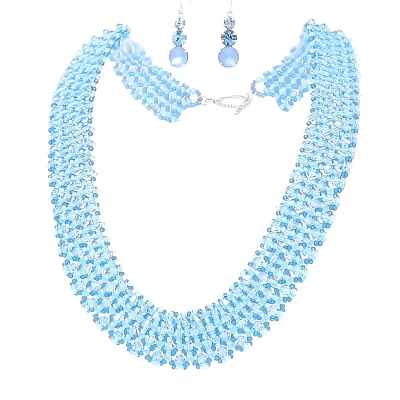 Aquamarine Crystal Necklace and Earring Set