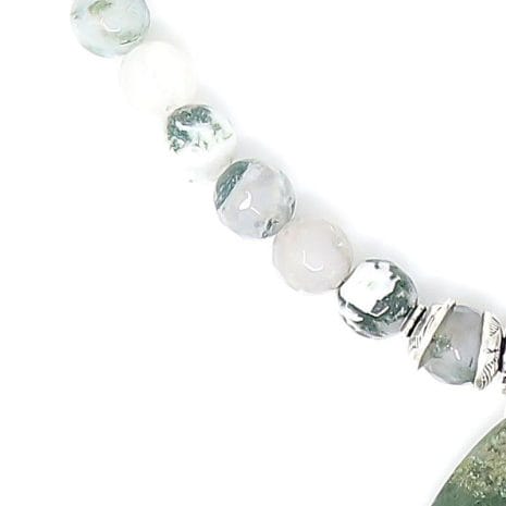 Moss Agate Sterling Silver Pendant Necklace - Gemstones