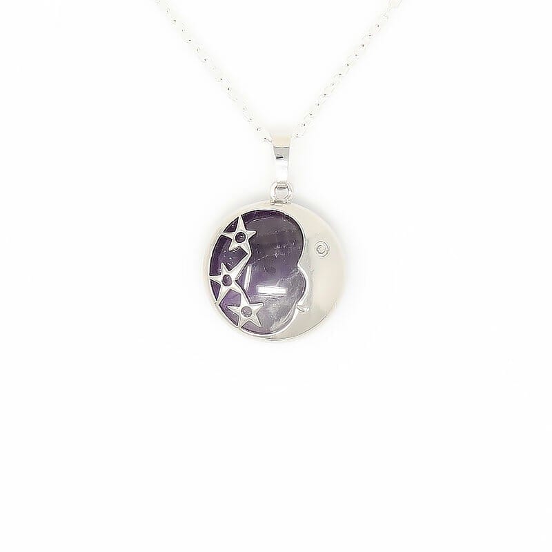 Amethyst Moon and Stars Pendant Necklace