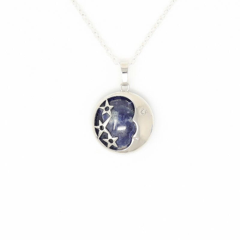 Sodalite Moon and Stars Pendant Necklace