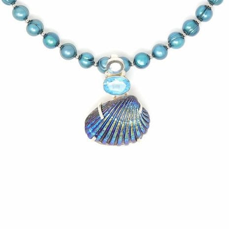 Genuine Freshwater Pearl Cerulean Blue Necklace - Pendant